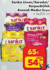 SARIKIZ MEYVE AROMALI MADEN SUYU 6X200 ML fiyat ve kampanya bilgisi